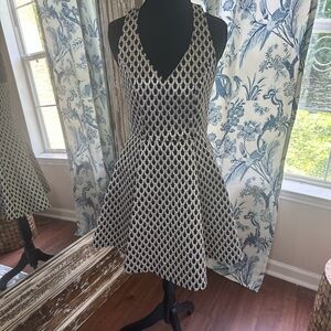 Eight Sixty Gold and Blue Fit and Flare Mini Dress